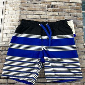 NWT Boy’s Lil Joe Blue Multicolored Striped Swim Trunks (S) GK18